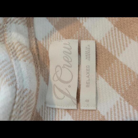 J Crew small tan and white plaid cotton shacket - Picture 4 of 5